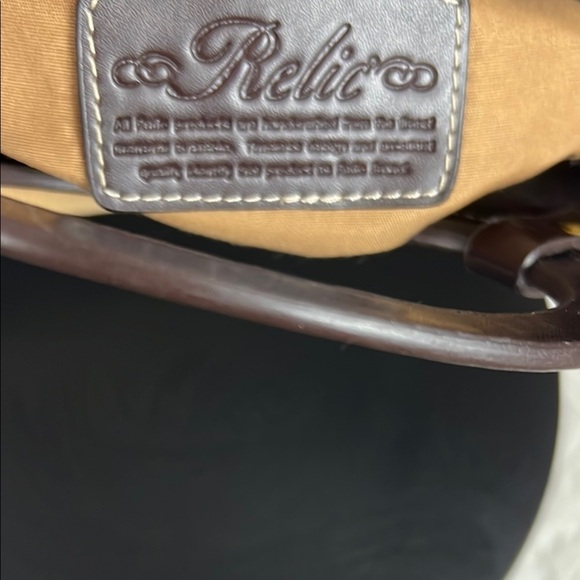 Vintage Elegant Tan and Brown Corduroy Women's Bag  with faux leather from Relic - Picture 2 of 11